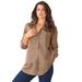 Plus Size Women's Long-Sleeve Kate Big Shirt by Roaman's in Brown Sugar (Size 30 W) Button Down Shirt Blouse