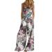 JustVH Women Casual Floral Print Overalls Jumpsuit Strap Pocket Dungarees Wide Leg Pants