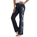 Plus Size Women's Whitney Jean with Invisible Stretch® by Denim 24/7 in Blue Swirl Embroidery (Size 16 W) Embroidered Bootcut Jeans