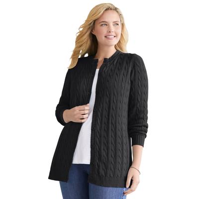 Plus Size Women's Cotton Cable Knit Cardigan Sweat...