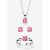 Women's 3-Piece Birthstone .925 Silver Necklace, Earring And Ring Set 18" by PalmBeach Jewelry in October (Size 4)