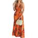 Summer Sundress for Womens Sleeveless Floral Maxi Dress Hawaiian Tropical Dress Holiday Summer V-neck Dress