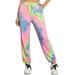 Women Tie Dye Sweatpants Drawstring Waist Pocket Active Pants Casual Sport Fitness Active Pants Trousers