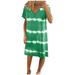 Follure Womens Casual Striped Tie-Dye Print Mini Dress V Neck Loose T-Shirt Dress(S-3XL),summer dresses for women
