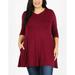 Plus size women's solid casual loose Fit tunic Top Mini Dress with side pockets 1X-2X-3X V-neck