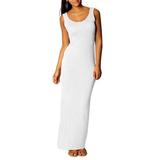 Avamo Women Casual Sleeveless Tank Dress Summer Solid Color Crew Neck Maxi Dress Outdoor Hiking Bodycon Dress