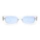 Womens Narrow Rectangular Thick Plastic Dad Shade Sunglasses Clear Blue