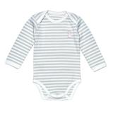 Baby Girl Long Sleeve Lap Shoulder Babybody Size 3-6M Grey Stripe with Pink Bunny Organic Cotton