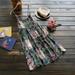 Women's Strap Printed Fresh Sweet Cotton And Linen Dress