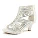 Dream Pairs Girls 1.5Inch Fashion Low Heels Zipper Ankle Pump Sandals Wedding Dress Sandals Sweety-1 White Size 11