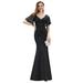 Ever-Pretty Evening Dress for Women Formal Long Bridesmaid Dress for Wedding Guest 00550 Black US18