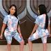 MIARHB Fashion Women Loose Tie-dye Print Short Sleeves Shorts 2 Piece Sports Suit Sets