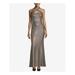 XSCAPE Womens Gold Sequined Sleeveless Halter Full-Length Evening Dress Size 4