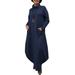 New Women Long Sleeve High Neck Baggy Shirt Dress Plain Kaftan Solid Long Maxi Dresses