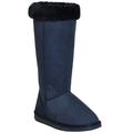 Womens Mid Calf Boots Fur Cuff Trimming Casual Pull on Shoes Purple Blue Size 7