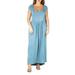 24seven Comfort Apparel Plus Size Cap Sleeve Empire Waist Maxi Dress