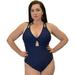 SOCKS'NBULK Plus Size Womens Swimsuit, Fashion One Piece Bathing Suit Tank (Navy, 3X)