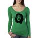 Che Guevara Face Sihouette Famous People Womens Scoop Long Sleeve Top, Envy, 2XL