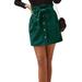 Women High Waist A-line Mini Skirt Button Front Casual Short Skirts with Pocket