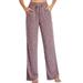 Sexy Dance Women Lounge Loose Sleep Night Pants Pockets Solid Color High Rise Pants with Drawstring