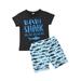 2PCS Baby Boy Girl Clothes Shark and Doo Doo Print Summer Cotton Sleeveless Outfits Set Tops and Short Pants 2-3 Years