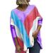 UKAP Women Long Sleeve V Neck Colorful Blouse Shirts Loose Dolman Ruched Tops Tunic Blouses