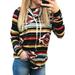 Women's Long Sleeve Striped Pullover Tops Jumper Cowl Neck Casual Sweatshirts