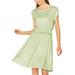 Allegra K Women's Round Neck Smocked Waist Petal Sleeve Polka Dots A-Line Dress