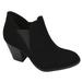 City Classified Women Ankle Boots Elastic Slip on Booties Block Low Heel DELUXE-S Black Faux Suede 6.5