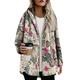 DaciyeFlower Women Hooded Coat Long Sleeve Button Fleece Loose Jacket (Rose 2XL)