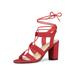 Allegra K Women's Caged Cutout Lace Up High Heel Gladiator Sandals