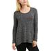 Jones New York Ladies' Long Sleeve Knit Top,Black Melange,Medium