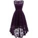 Market In The Box Women's Lace Dress Vintage Floral Sleeveless Hi-Lo Formal Party Dress Asymmetrical Cocktail Formal Swing Dress