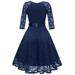 Cotonie Women Vintage Princess Floral Lace Cocktail V-Neck Party Aline Swing Dress