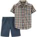 Carters Baby Boys Check Plaid Button Down Shorts Set