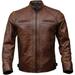 Outfit Craze Men's Waxed Brown Biker Vintage Retro Real Leather Jacket (L)