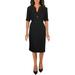 Anne Klein Womens Split Neck Midi Shirtdress