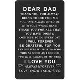 Dad Gifts from Daughter, Engraved Wallet Inserts for Father Papa, Fathers Day Birthday Wedding Thank You Gifts for Daddy from Daughter