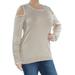 CALVIN KLEIN Womens Beige Cold Shoulder Long Sleeve Square Neck Sweater Size L