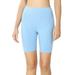 Womens & Plus Soft Cotton Stretch Mid Thigh Length Leggings Fitness Sport Biker Shorts (SPRING BLUE, L)