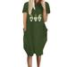 Women's Baggy St. Patrick's Day Plus Size Short Sleeve Loose Sundress Midi Dress