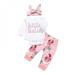 Big Clear 3Pcs/set Baby Autumn Clothing Infant Newborn Girls Floral Pattern Long Sleeve Romper Tops Trousers Headband Outfits