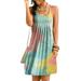 Plus Size Women Sleeveless Tie Dye Tank Mini Dress Summer Beach Holiday Sundress