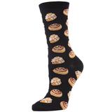 MeMoi Cinnamon Bun Chocolate Bamboo Blend Crew Socks One Size / Black