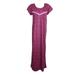 Mogul Women Dark Pink Maxi Kaftan Cap Sleeves Printed Round Neck Sleepwear Nightwear Cover Up Housedress 3XL