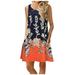 Mnycxen Women Non-Positioning Printing Contrast Color Sleeveless Vest Dress