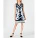 JM Collection Women's Collection Printed Sheath Dress Navy Size Petite -Medium