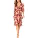 Betsey Johnson Womens Floral Ruffled Wrap Dress