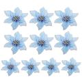 Mojoyce 10pcs Xmas Flowers Decor Festival Wreath Glitter Hanging Pendant (Blue)