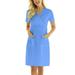 Follure Women Casual Short Sleeve V-neck Solid Working Uniform Solid Pocket Dress,summer dresses for women